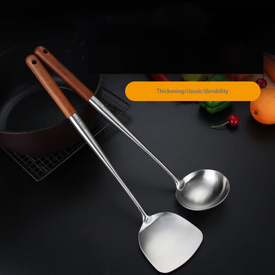 Extended Handle Rosewood 304 Spatula Stainless Steel Kitchen Utensils